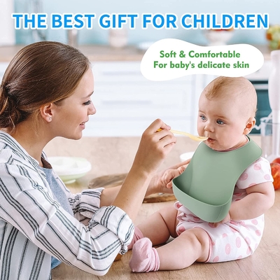 FDA Approved Patel Color Silicone feeding Bib Safe In Steriliser Baby Pinny