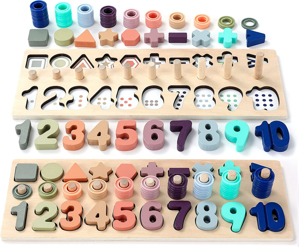 Preschool Math Learning Montessori Wooden Number Puzzle For Toddler Activities